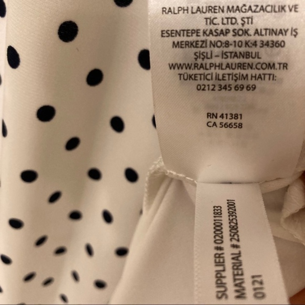 Lauren Ralph Lauren Polka-Dot Jersey Midi Dress in Cream/Navy Size 4 - Picture 9 of 9